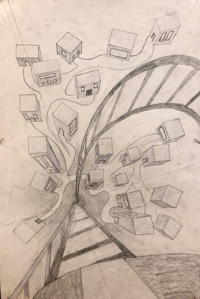 Extreme One Point Perspective Art Project St Peter S School